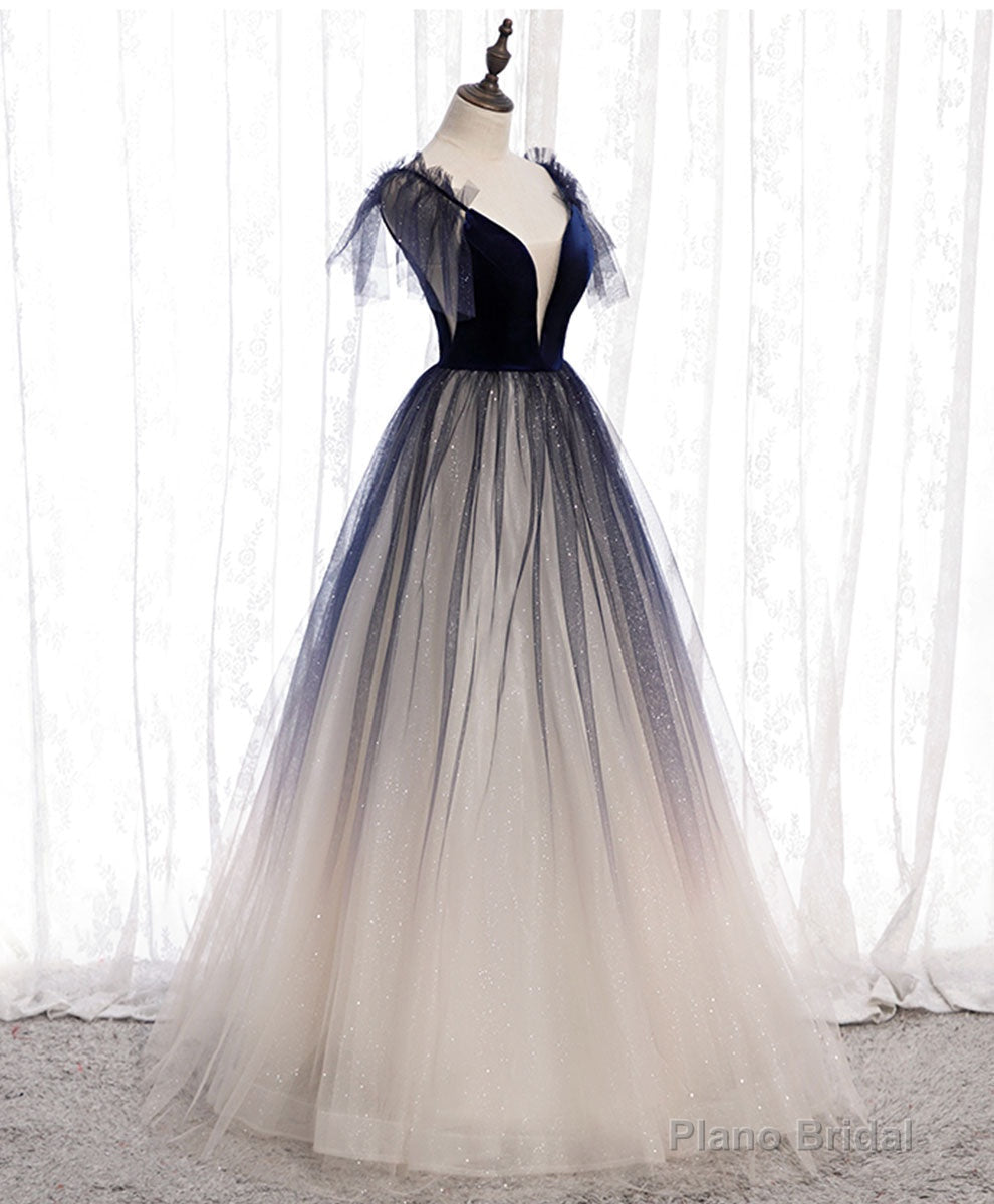 Blue Tulle Long Prom Dress Blue Tulle Formal Dress Secondary image
