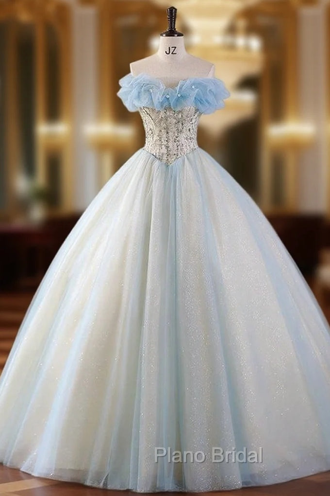Blue Tulle Sequins Quinceanera Dresses Main image