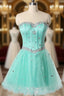 Blue Tulle Sweetheart Crystal Homecoming Dresses