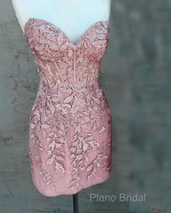 Blush Lace Corset Homecoming Dresses