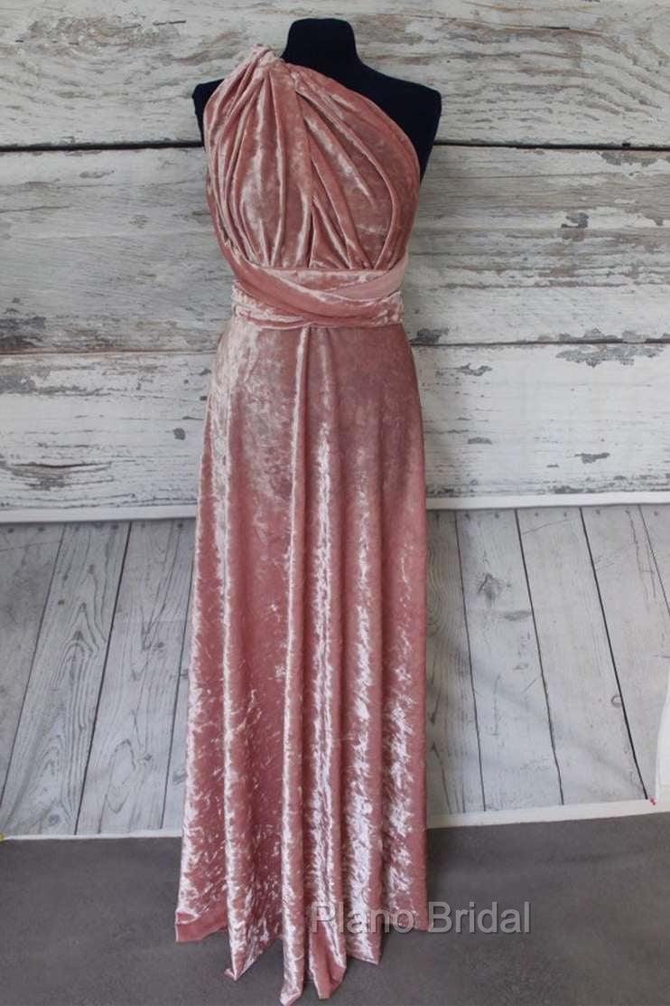 Blush Pink Velvet Infinity Convertible Bridesmaid Dresses Secondary image