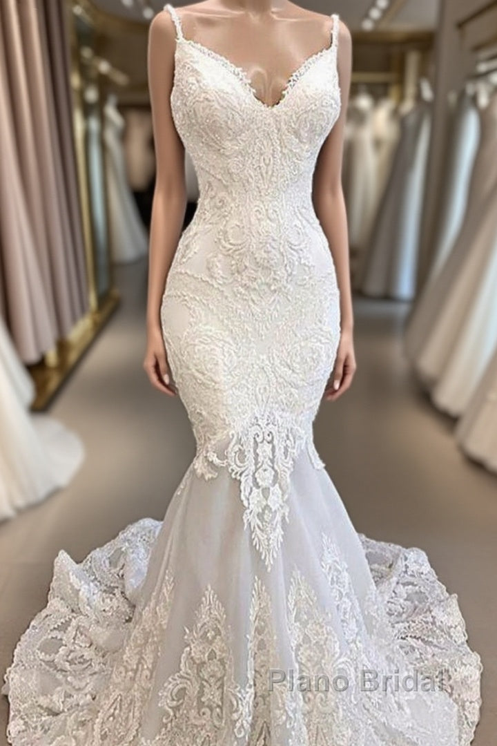 Amazing Appliques Tulle Mermaid Wedding Dress