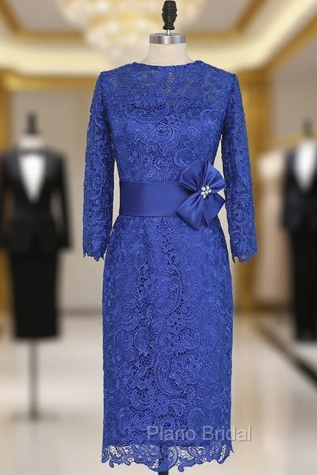 Brilliant Lace Mother Of The Bride Dresses Sheath Knee Length Royal Blue Main image