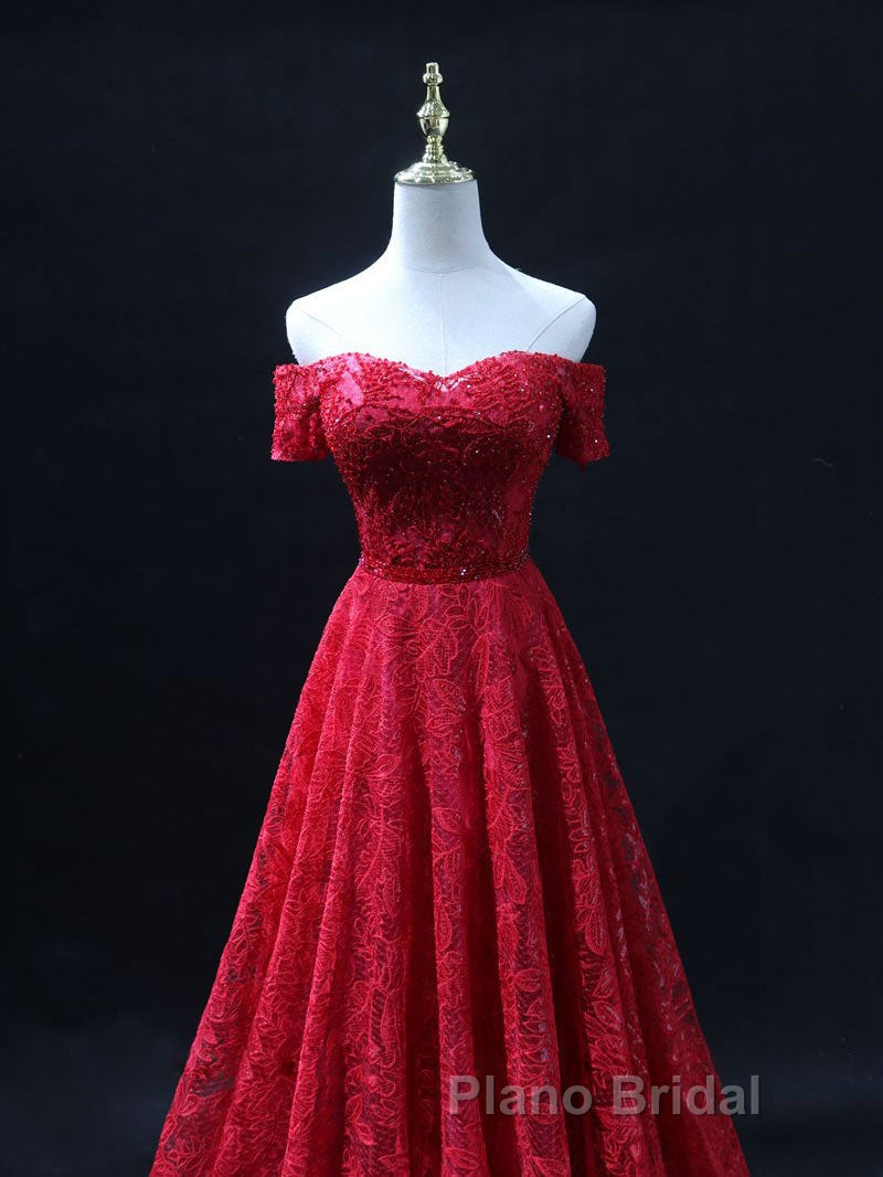 Burgundy A line lace tulle beads long Formal Prom dress, burgundy bridesmaid dress Secondary image