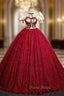 Burgundy Ball Gown Puff Sleeve Quinceanera Dresses