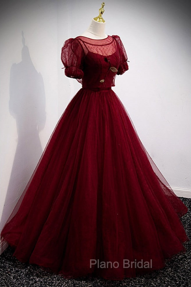 Burgundy Ballgown Long Formal Prom Dresses with Removable Jacket Secondary image