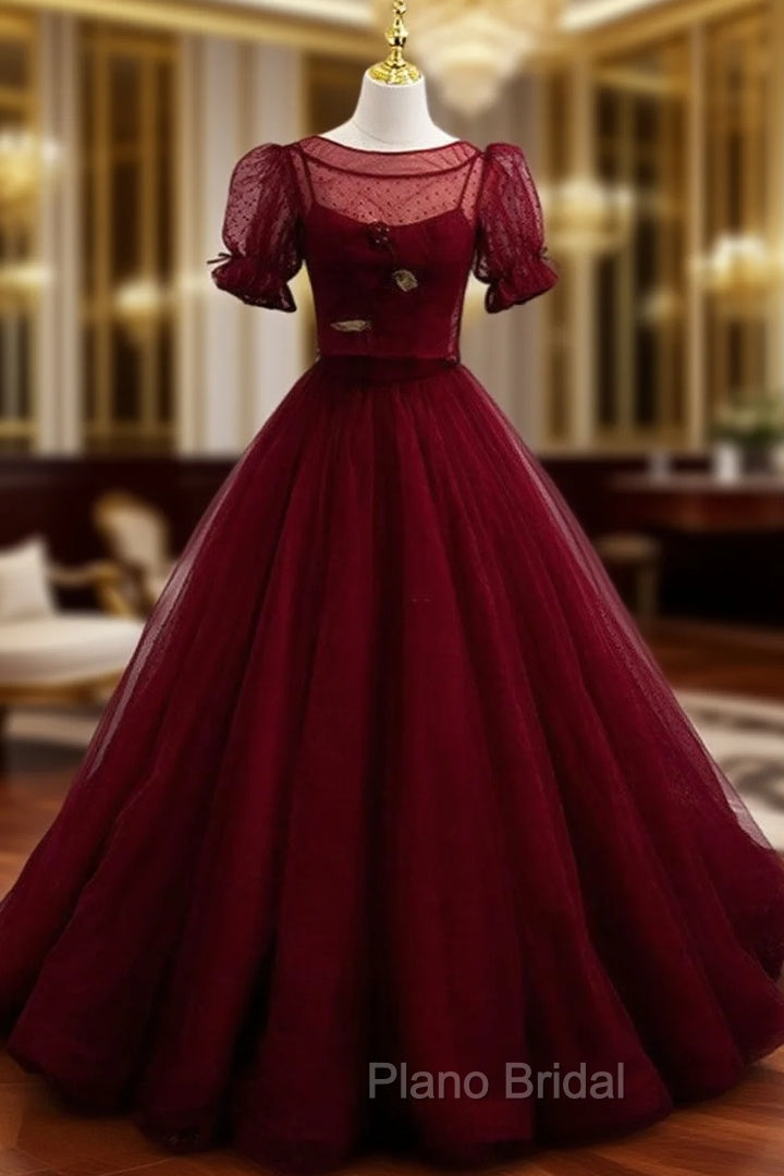 Burgundy Ballgown Long Formal Prom Dresses with Removable Jacket Main image