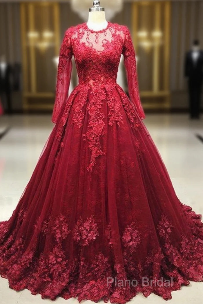 Burgundy Lace Formal Prom Dresses Main image