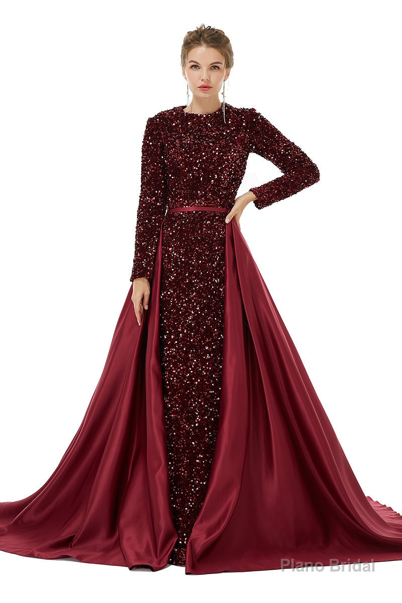 Long sleeve Sequin Prom Dresses with Detachable Skirt Secondary image