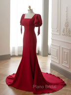Burgundy Mermaid Long Formal Prom Dresses, Burgundy Formal Dresses