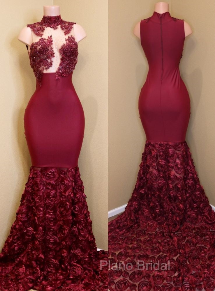 Burgundy mermaid Formal Prom Dresses, long evening gowns Secondary image