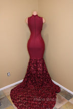 Burgundy mermaid Formal Prom Dresses, long evening gowns