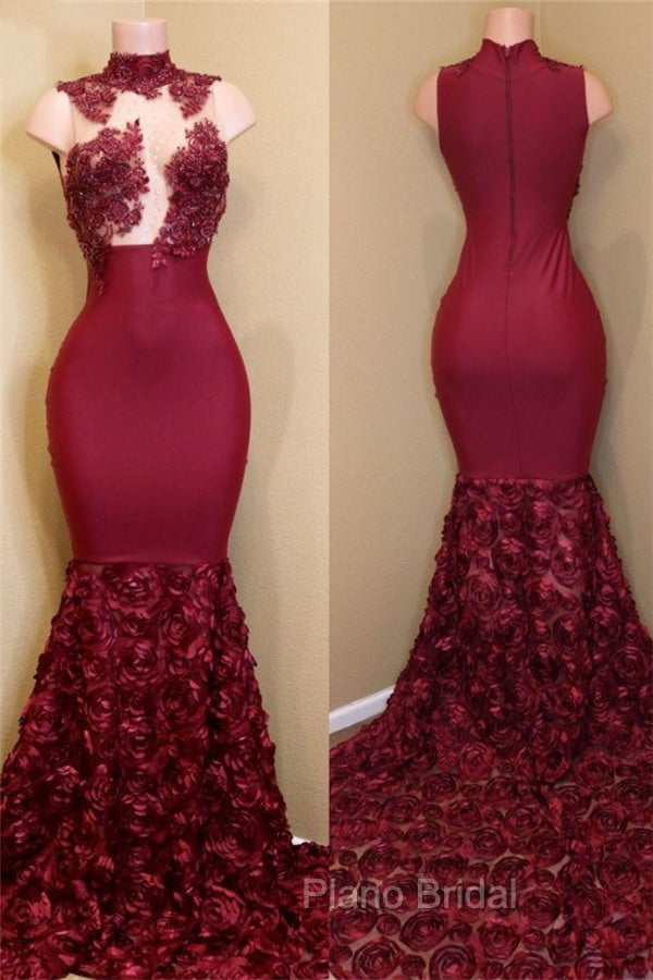 Burgundy mermaid Formal Prom Dresses, long evening gowns Main image