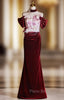 Burgundy Mermaid Velvet Off the Shoulder Pleats Flower Formal Prom Dresses