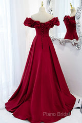 Burgundy Off Shoulder Long A Line Formal Prom Dresses Formal Dresses