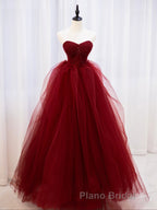 Burgundy off shoulder tulle lace long Formal Prom dress burgundy formal dress