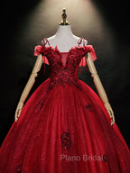 Burgundy Off Shoulder Tulle Lace Long Formal Prom Dresses, Burgundy Lace Sweet 16 Dresses