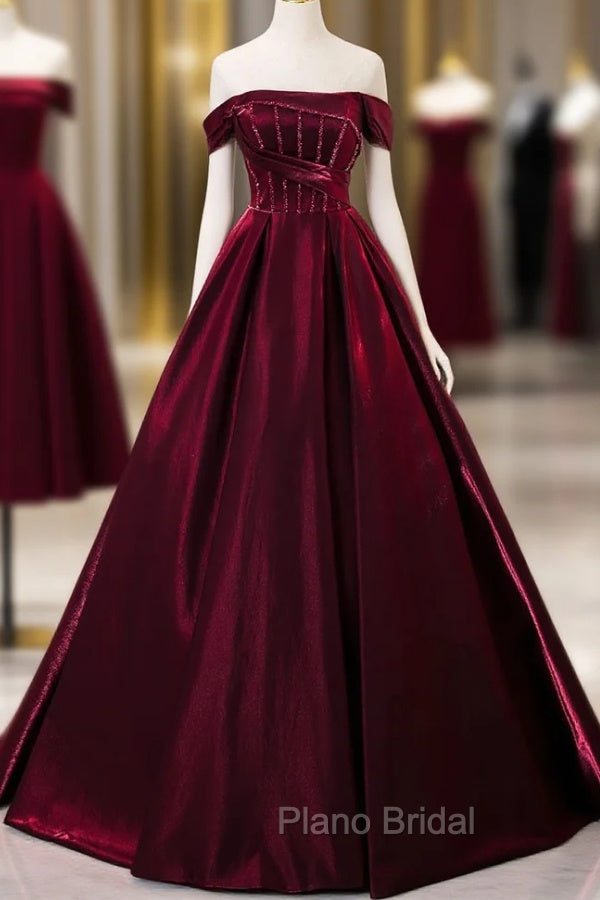 Burgundy Off the Shoulder Beading Quinceanera Dresses