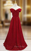 Burgundy Off the Shoulder Sleeveless Formal Prom Dresses
