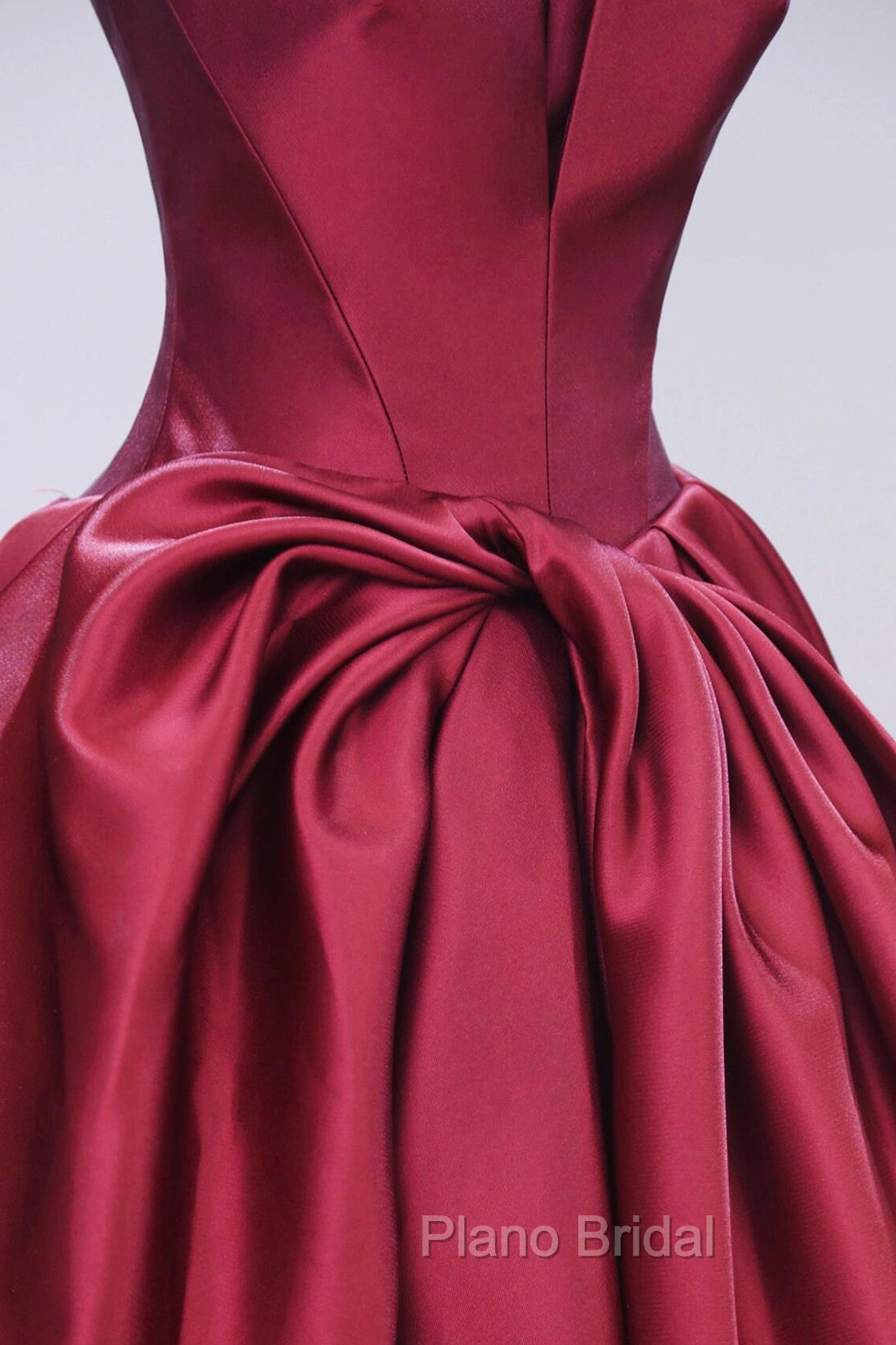 Burgundy Satin Floor Length Formal Prom Dresses, Beautiful A-Line Evening Party Dresses