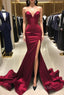 Burgundy Satin Mermaid Long Sweetheart Evening Dresses Burgundy Formal Prom Dresses Formal Prom Dresses shops