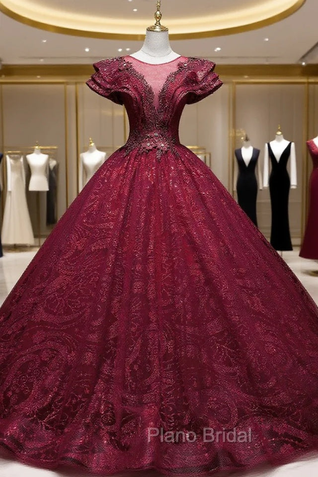Burgundy Sequins Beading Quinceanera Dresses