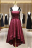 Burgundy Sequins Straps Formal Prom Dresses