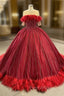 Burgundy Short Sleeve Beading Feather Formal Prom Dresses