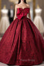 Burgundy Strapless Bow Quinceanera Dresses