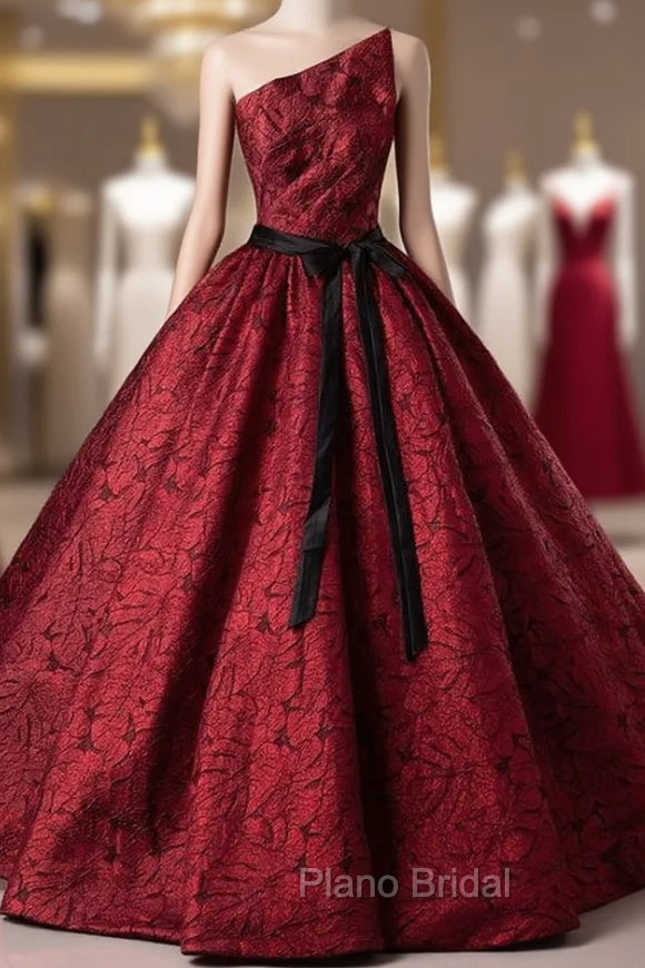 Burgundy Strapless Embroidery Quinceanera Dresses