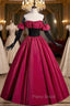 Burgundy Strapless Pleats Black Velvet Formal Prom Dresses