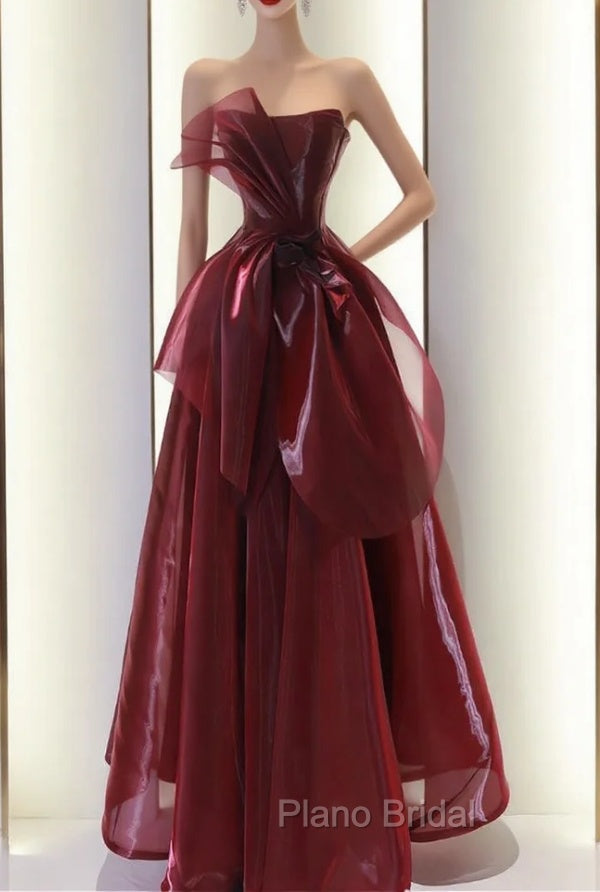 Burgundy Strapless Sleeveless Formal Prom Dresses Main image