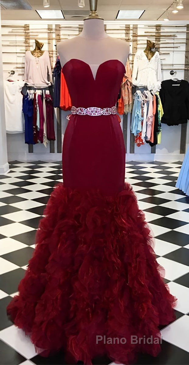Burgundy sweetheart mermaid long Formal Prom dress, burgundy evening dress Secondary image