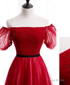 Burgundy Tulle Lace Long Prom Dress Burgundy Formal Dress