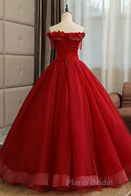 Burgundy tulle lace long Formal Prom dress burgundy tulle formal dress