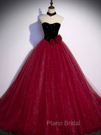 Burgundy Tulle Long Formal Prom Dresses A line Burgundy Graduation Dresses
