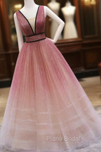 Burgundy V Neck Tulle Long Formal Prom Dresses Burgundy Long Evening Dresses