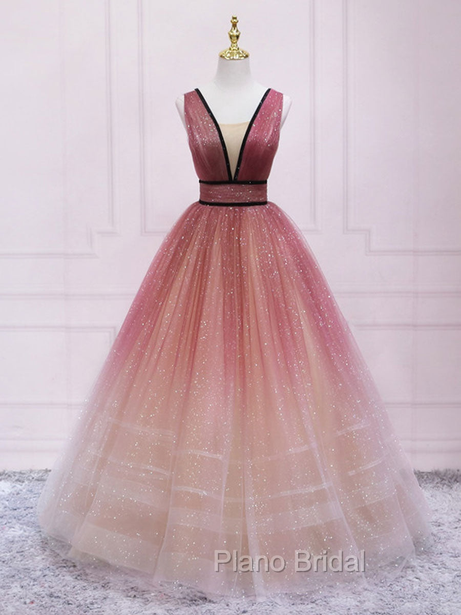 Burgundy V Neck Tulle Long Formal Prom Dresses Burgundy Long Evening Dresses