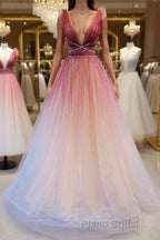 Burgundy v neck tulle sequin long Formal Prom dress burgundy evening dress