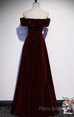 Burgundy Velvet Long Formal Prom Dresses Formal Dresses