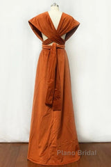 Burnt Orange Satin Multi-Way Bridesmaid Dresses