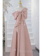 Buyishang Wedding Dresses A-Line One Shoulder Sleeveless Floor Length Taffeta Bridal Gowns With Bow(s)