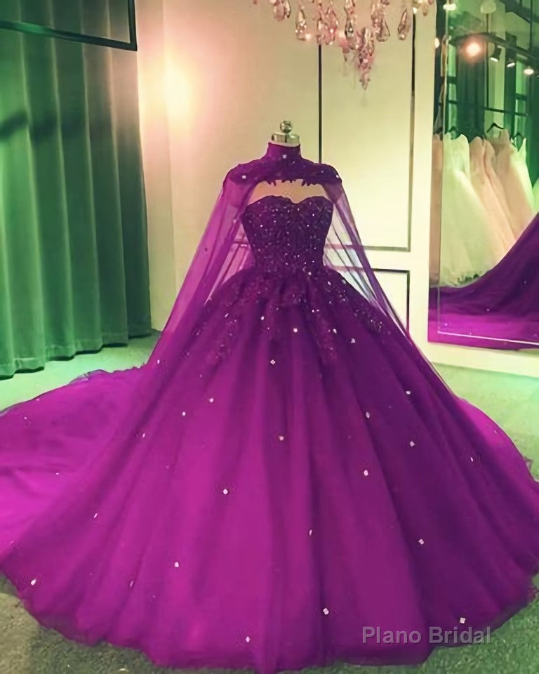 Tulle Ball Gown Wedding Dress, With Cape Prom Dresses, Evening Dresses Main image
