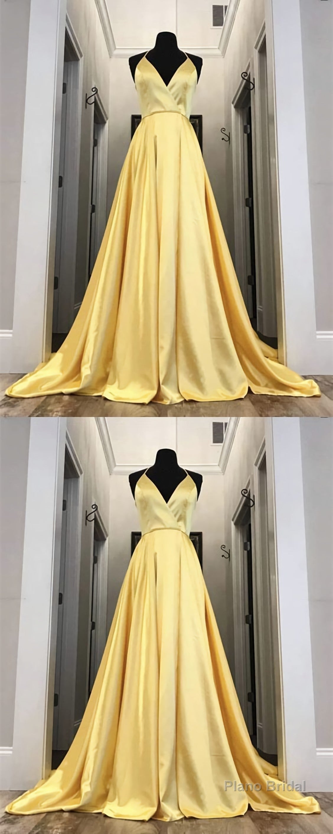 Long Yellow Prom Dresses, Leg Split Evening Gowns Main image