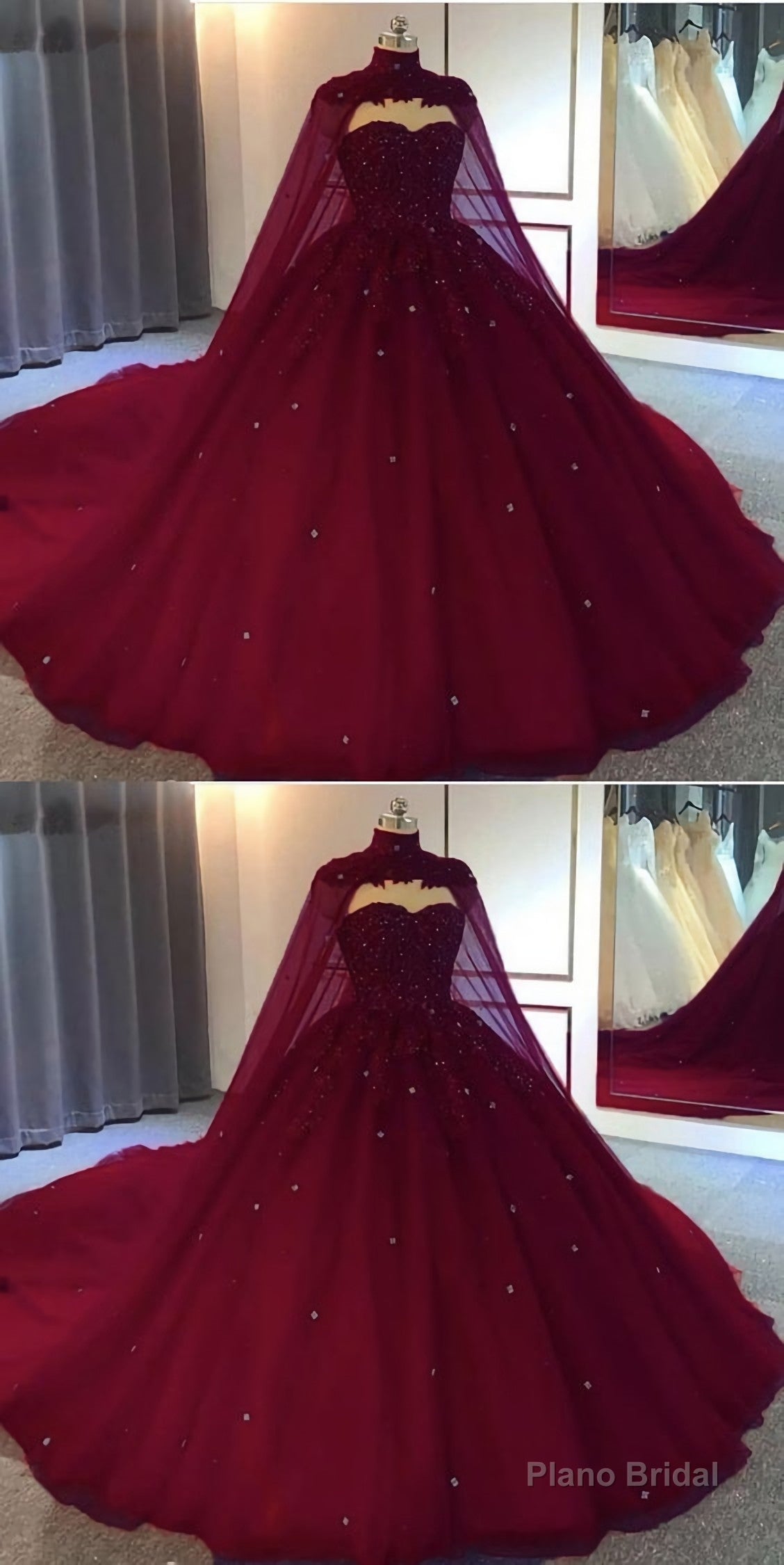 Burgundy Ball Gown Wedding Dresstulle Prom Dresses Main image