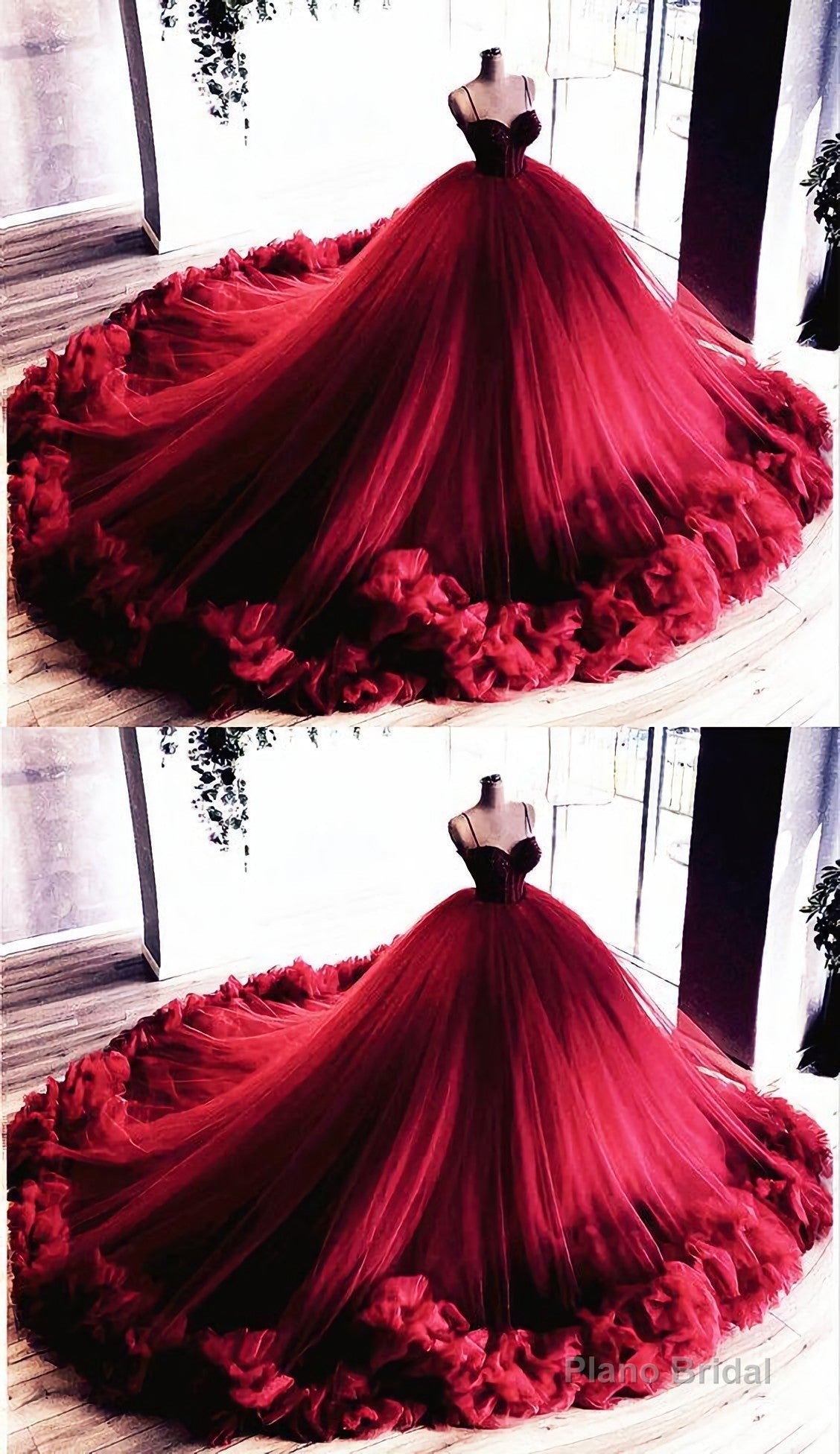 Ball Gown Ruffles Wedding Prom Dresses, Sweetheart Straps