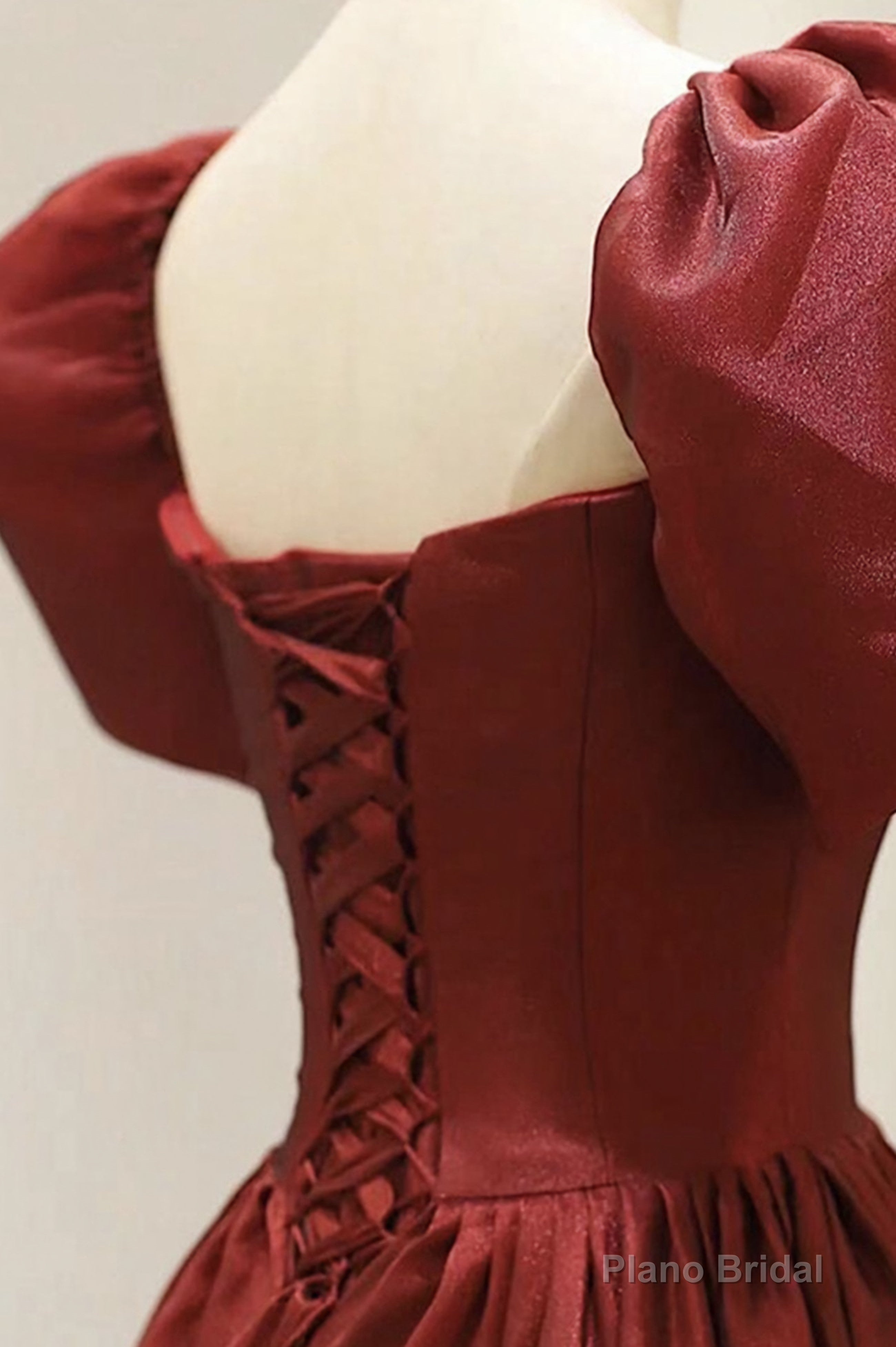 Burgundy A Line Short Prom Dress, Cute Evening Dress Secondary image