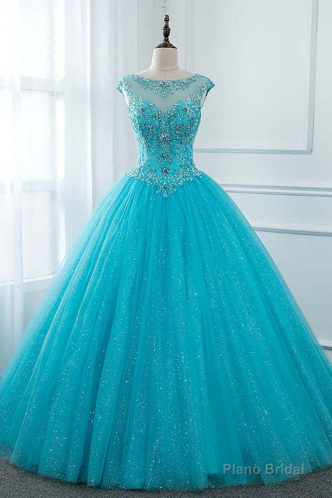 Elegant Long Ball Gown Quinceanera Dresses, Beaded Corset Prom Gown Main image