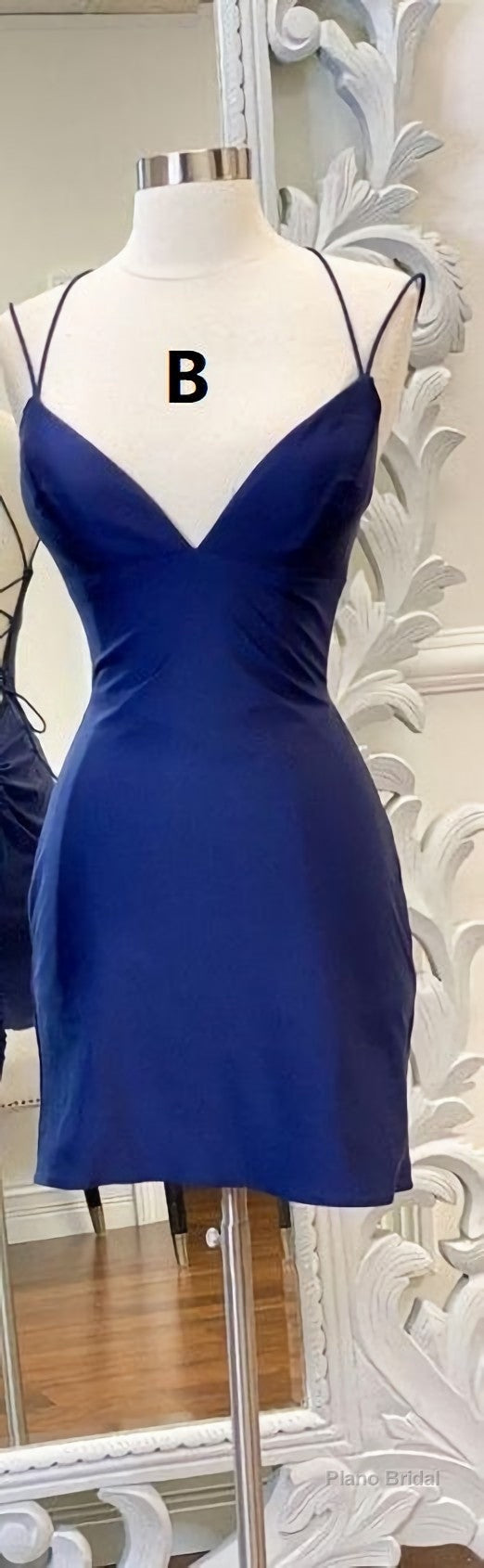 Sexy Straps Sheath Short Homecoming Dress, Lace Backless Main image
