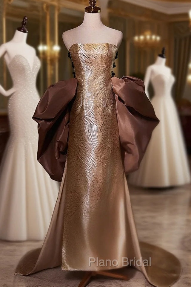 Champag Gold Strapless Formal Prom Dresses Main image